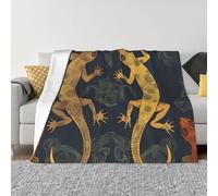 Couverture et jeté de lit Gecko en micro-polaire ultra douce et légère en flanelle pour toutes saisons - Couvertures de lit en peluche chaude pour canapé, 127 x 101,6 cm, lézards