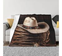 Couverture et jeté en flanelle ultra douce et légère en forme de chapeau de rodéo américain West - Couvertures de lit en peluche chaude pour canapé, 203,2 x 152,4 cm