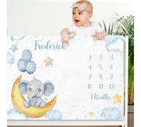 Couverture Étape pour Bébé Tapis Photo Mois, Personnalisé Plaid Bebe, Unisexe Thème Lune, Animal, Cadeau Naissance Cadeau Baby-Shower Personnalisé, Confortable, Doux