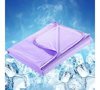 Couverture Été Rafraîchissante Plaid Froide 2 en 1 Fibre 【Arc-Chill】, Luxear Été Couverture Doux de Bébé pour Voyage Canapé Lit Fauteuil Voiture, Plaid Été Portable 200x220cm Violet