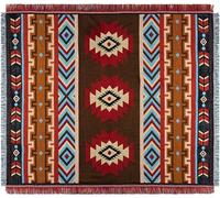 Couverture Ethnique Tribale Bohème, Couverture Aztec Navajo, Tapis à Motif Géométrique avec Glands, Couverture Décorative en Tricot, pour Canapé-lit Faute, Gilliam Style, 90×90cm/35.4×35.4in