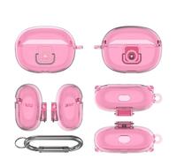 Couverture Étui de Protection pour SHOKZ OpenDots One,Casque Audio Housse de Protection Manche Antichoc en TPU avec Mousqueton (Rose Transparent)