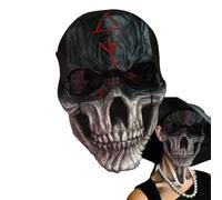 Couverture faciale avec crâne, Couverture faciale d'Halloween - Couverture du visage de la terreur du guerrier | Couverture de squelettes réalistes pour le visage à tête entière d'Halloween