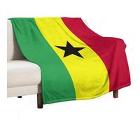Couverture Fantaisie Imprimée Drapeau De La République Du Ghana Cadeau Patriotique Douce Et Confortable Flanelle Motif Drapeau National Pour Canapé Lit Chaise Couverture De Voyage Moelleuse 140X180Cm