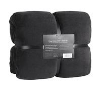 Couverture - FELUNA - Couvre-lit en polaire - XXL 220x200 cm - Noir - Microfibre Cachemire Touch