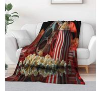 Couverture Film Rétro Pop-Corn Rayures Flanelle 180 x 220 cm, Couvertures Imprimé Noir De Jais Moelleuse Chaudes Légères pour Voyager Lit Canapé Adolescents et Adultes