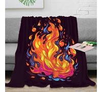 Couverture Flamme Colorée 3D Imprimée Microfibre Douce Décoration Maison Plaid Motif Feu pour Canapé Chambre Adulte 50x60(127x152cm)