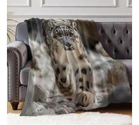 Couverture Flanelle 130 x 150 cm léopard des neiges Plaid Multifonction Doux pour Voyage Camping Canapé Lit Bureau Activités Extérieures