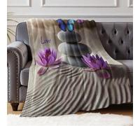 Couverture Flanelle 130 x 150 cm Pierres et Papillons Plaid Multifonction Doux pour Voyage Camping Canapé Lit Bureau Activités Extérieures