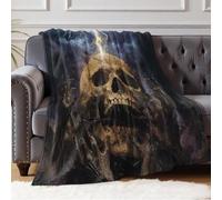 Couverture Flanelle 130 x 150 cm squelettes sur Le thème de l'horreur Plaid Multifonction Doux pour Voyage Camping Canapé Lit Bureau Activités Extérieures