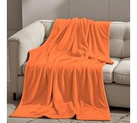 Couverture Flanelle 140 x 160 cm Flanelle Doux et Chaude Couverture Jetée de Canapé Polyester pour Chambre Canapé Voyage, Orange