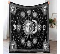 Couverture Flanelle Bohème Douce et Moelleuse 70 x 100 cm | Jeté de Canapé Impression Esquisse Nuit Étoilée Étoiles Pois, Couverture Chaude d'Hiver en Microfibre pour Adulte et Enfant