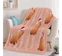 Couverture Flanelle Capybara Flocon De Neige Légère Confortable et Respirante 150 x 200 cm, Couverture canapé et Voyage Thème Noël pour Chambre à Coucher Salon canapé