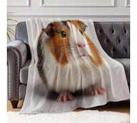 Couverture Flanelle Cochon d'Inde de Dessin animé 200 x 220 cm, Plaid Polaire Doux et Moelleux, Jeté de Canapé Décoratif pour Salon Chambre, Couverture de Lit Légère et Chaude Idée Cadeau