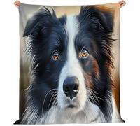 Couverture Flanelle Doux et Confortable Border Collie Mignon Portrait de Chiot Motif, pour Chambre Canapé et Lit Décoration 180 x 220 cm Enfants Garçons Filles Couleur Couverture Plaid Polaire