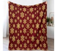 Couverture Flanelle Doux et Confortable Losange Carreaux Géométrie Flocons Neige Étoiles Motif, pour Chambre Canapé et Lit 150 x 200 cm Enfants Garçons Filles Rouge Couverture Plaid Polaire