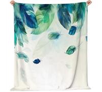 Couverture Flanelle Doux et Confortable Plume Abstraite Illustration de Feuilles de Plantes Motif, pour Chambre Canapé et Lit Décoration 200 x 220 cm Enfants Garçons Filles Couverture Plaid Polaire