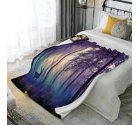Couverture Flanelle Doux Motif Cerf Mystérieux La Forêt,Violet Plaid Polaire Canapé Lavable, Animal Couverture pour Chambre Canapé et Lit Décoration 220 × 240 cm