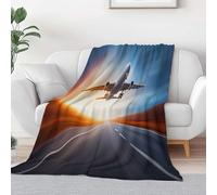 Couverture Flanelle Imprimé Ciel Route Avion, Hiver Chaude Douce Moelleuse Photographie De Nature Couverture de Lit Couvre-lit Jeté de Canapé Convient Adulte et Enfant 180 x 200 cm