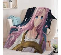 Couverture Flanelle Imprimé Jolie Fille Fleur De Cerisier, Hiver Chaude Douce Moelleuse Style Anime Couverture de Lit Couvre-lit Jeté de Canapé Convient Adulte et Enfant 180 x 220 cm