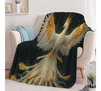 Couverture Flanelle Imprimé Portrait De Phénix Blanc, Hiver Chaude Douce Moelleuse Style Fantastique Couverture de Lit Couvre-lit Jeté de Canapé Convient Adulte et Enfant 180 x 220 cm