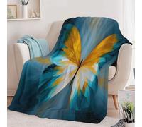 Couverture Flanelle Imprimée Papillon Grandes Ailes Peinture l'huile Abstraite, Douce légère Chaude Couverture Art Fantastique Anti-Boulochage Toutes Saisons pour Voyager Lit ou Canapé 130 x 150 cm