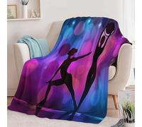 Couverture Flanelle Imprimée Silhouette De Gymnaste, Ultra Douce légère Chaude Couverture Art Numérique Anti-Boulochage Toutes Saisons pour Voyager Lit ou Canapé 130 x 150 cm