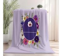 Couverture Flanelle Lavable Machine 70 x 100 cm - Respirant et Infroissable Éléments de Fleurs Sauvages Modernes et élégants Imprimé Plaid pour Lit Canapé Chambre Voyage Toutes Saisons, Violet Clair
