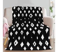 Couverture Flanelle Losange Géométrique Noir Et Blanc Légère Confortable et Respirante 180 x 200 cm, Couverture canapé et Voyage Art Abstrait pour Chambre à Coucher Salon canapé