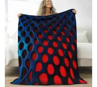 Couverture Flannel de Photographie Abstraite, Plaid Douce et Confortable Pois Rouges et Bleus Maille Métallique - Couverture Peluche Photographie Abstraite pour d'adultes de garçons 150 x 200 cm