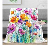 Couverture Fleurie Abstraite 3D Imprimée Microfibre Décoration Maison Plaid Fleurs Aquarelle Doux pour Canapé Chambre 40x50(100x130cm)