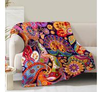 Couverture Florale bohème pour Femme, Maman, Fille, épouse, Cadeau d'anniversaire, de Noël, de Saint-Valentin, décoration Rustique à thème Floral coloré bohème pour Chambre à Coucher, Salon, canapé