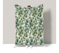 Couverture Frais À Base De Plantes, Couverture Imprimé Élégantes Feuilles D'Eucalyptus Douillette et Douce, Chaude et Moelleuse Flanelle Vert Couvertures, pour Salon Canapé Lit Maison 200x220 cm