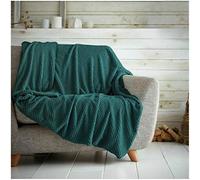 Couverture gaufrée en nid d'abeille douce et chaude pour canapé, lit, couvre-lit de voyage (vert émeraude, lit simple, 125 x 150 cm)