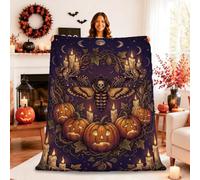 Couverture gothique avec motif papillon de la mort et citrouilles Halloween