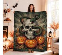 Couverture gothique avec tête de mort et serpent, thème Halloween, 101,6 x
