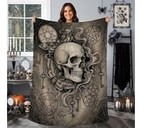 Couverture gothique avec tête de mort et symbolisme occulte Halloween 101,6