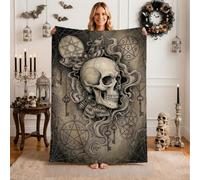 Couverture gothique avec tête de mort et symbolisme occulte pour Halloween