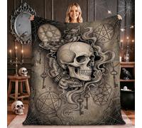 Couverture gothique avec tête de mort et symbolisme occulte pour Halloween