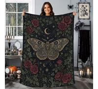 Couverture gothique botanique mystique papillon de nuit et rose 101,6 x
