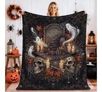Couverture gothique Memento Mori Crânes Halloween 152,4 x 203,2 cm