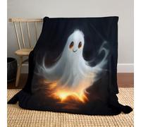 Couverture Halloween 220 x 240cm, Douce et Moelleuse Art Fantastique Fantôme Mignon Flanelle Plaid, pour canapé