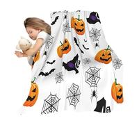 Couverture Halloween en flanelle douce avec motif 100 x 150 cm | Couverture en flanelle pour enfants et adultes pour canapé, lit, voiture, maison, chaise, salon, ferme