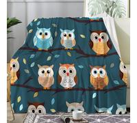 Couverture Halloween - Plaid Polaire Chouette Botanique Branche - Plaid Lit 1 Personne en Flanelle Douce et Chaude - Decoration Canape et Couvre Lit 130x150 cm, G-510