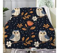 Couverture Halloween - Plaid Polaire Chouette Fleur Botanique - Plaid Lit 1 Personne en Flanelle Douce et Chaude - Decoration Canape et Couvre Lit 100x150 cm, G-532