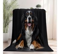 Couverture Hiver à Motif Moderne Animaux Bouvier Bernois - Plaid Douillet Réversible et Couvre-lit en Peluche Noir, Couverture Moelleuse pour Adultes et Enfants 130 x 150 cm