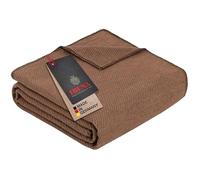 Couverture - IBENA - Charlotte - 100 % coton bio - 140 x 200 cm - Marron