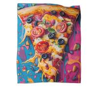 Couverture Imprimée 3D pour Pizza Plaid Couverture Lit Pop Art en Microfibre Confortable Et Respirante pour Canapés,Draps, Chaleur Et Isolation, Camping pour Enfants Et Adultes 70x80inch(180x200cm)