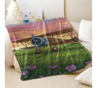Couverture imprimée biplan rétro dessin animé - Chaude et confortable en flanelle pour canapé et lit - Décoration de chambre pour enfants et famille (01, 180 x 200 cm)