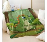 Couverture imprimée de dinosaures de dessin animé pour enfants, style jurassique - Couverture douce et confortable en flanelle pour décoration de chambre de garçon et de fille, canapé, lit (02, 180 x